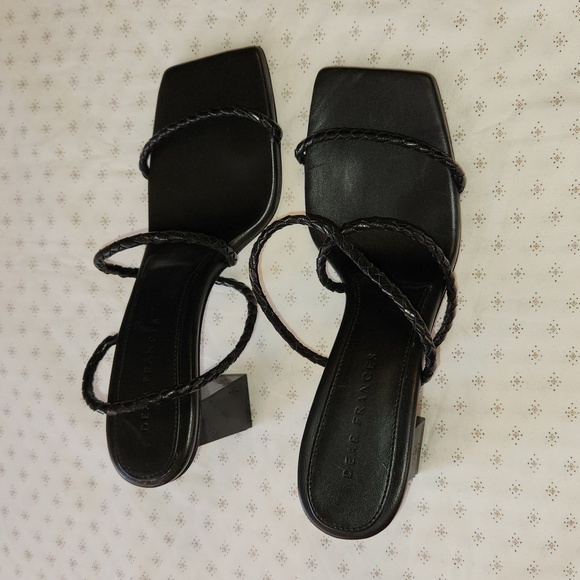 Dear Francis Rohe black leatherheeled braided strap sandals sz 38